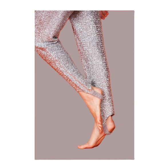 NEW RHODE LAURA TEXTURED SILVER METALLIC STIRRUP PANTS SIZE XS - Picture 1 of 11